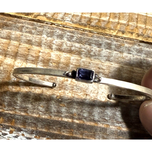 Sterling Silver Native American Lapis Cuff Bracelet Southwestern Signed AN - Picture 3 of 8